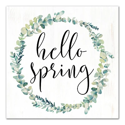 Hello Spring Wreath Canvas Wall Art