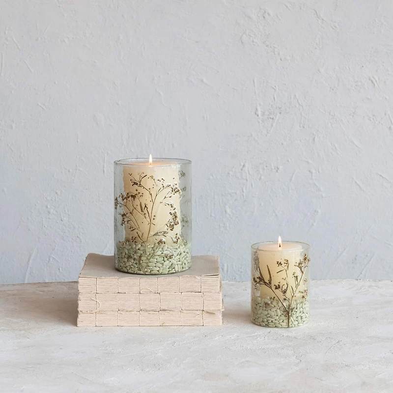 Hello Honey® Clear Reclaimed Glass Votive Holder with Natural Botanicals