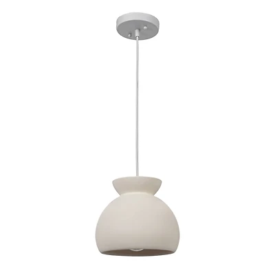 Hello Honey® Sienna Matte White Boho Ceramic Ceiling Light with White Fabric Cord