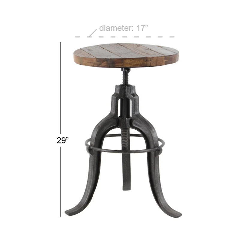 29" Brown Iron & Wood Industrial Stool