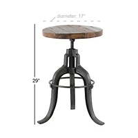 29" Brown Iron & Wood Industrial Stool