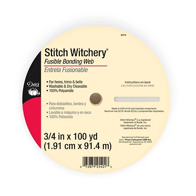 Dritz® Stitch Witchery® White Fusible Bonding Web, 0.75'' x 100yd.