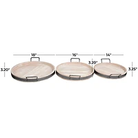 Round Wood Decorative Nesting Tray Set