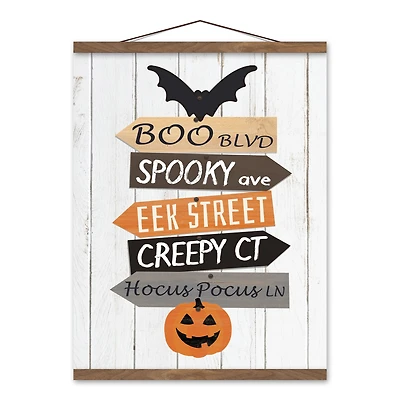 Halloween Street Names Teak Hanging Canvas