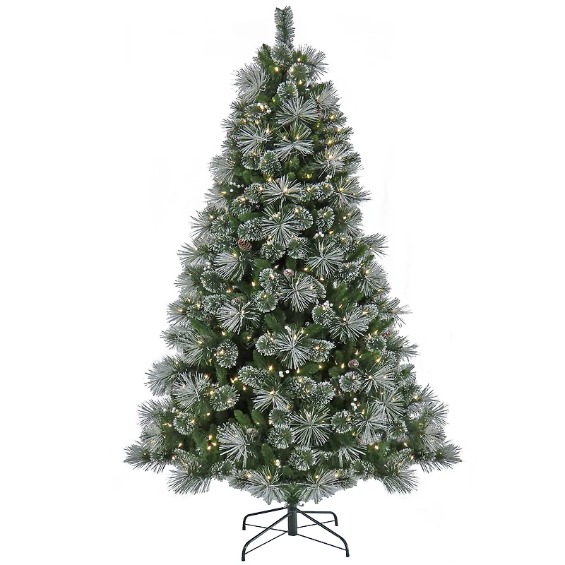 7.5ft. Pre-Lit Frosted Bryson Pine Artificial Christmas Tree, Warm White LED Lights