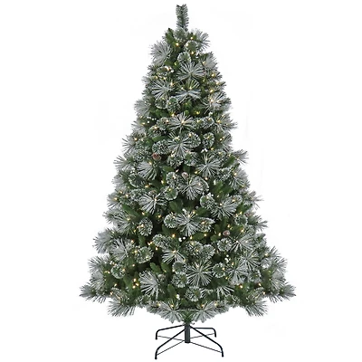 7.5ft. Pre-Lit Frosted Bryson Pine Artificial Christmas Tree, Warm White LED Lights