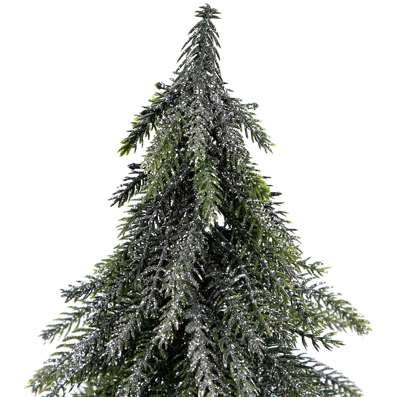 9.5" Unlit Mini Silvery Pine Downswept Artificial Christmas Tree Set