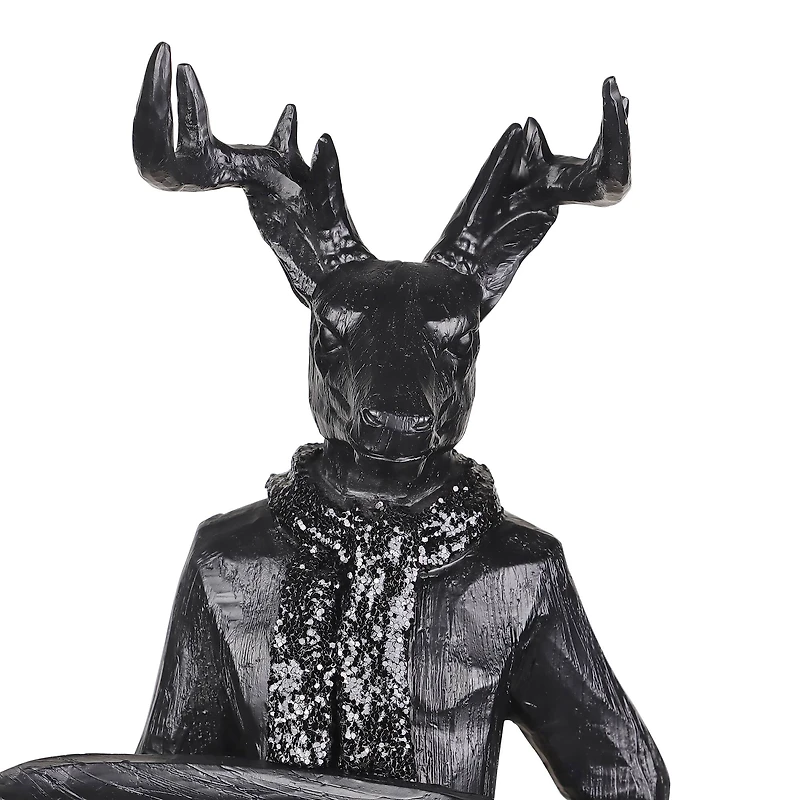 17.75" Black Deer Butler Tabletop Décor by Ashland®