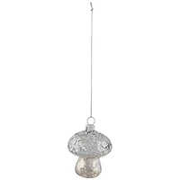 Sequined Mercury Glass Mushroom Christmas Ornament - 3.5" - Silver Finish