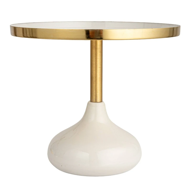 Hello Honey® 9.25" Cream Round Enameled Metal Pedestal