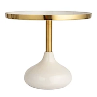 Hello Honey® 9.25" Cream Round Enameled Metal Pedestal