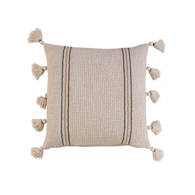 Hello Honey® Multicolor Embroidered Woven Cotton Pillow with Tassels