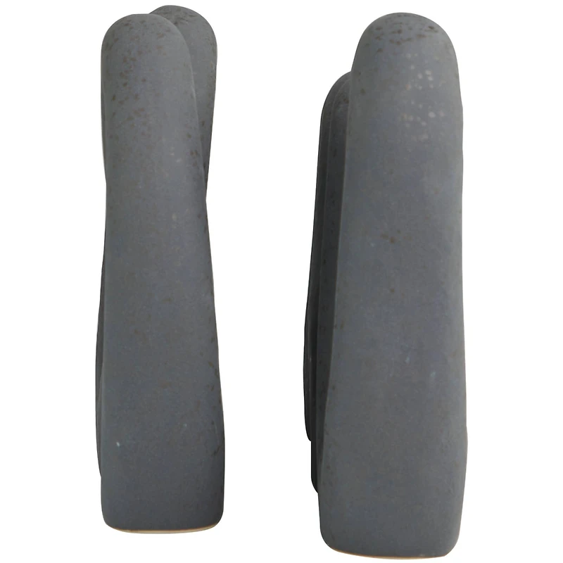 Black Interwoven Circles Ceramic Abstract Sculpture Set