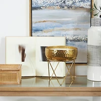 70oz. Roses in Paradise Scented White 4 Wick Candle in Gold Bowl with Tripod Stand