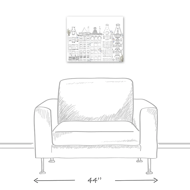 Sketchy Buildings 16" x 20" Canvas Wall Art