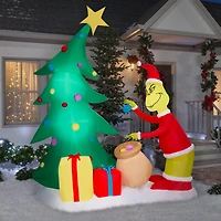 8.5ft. Airblown® Inflatable Christmas Grinch Putting Ornaments on Tree