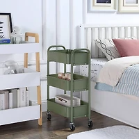SunnyPoint Compact 3-Tier Metal Rolling Cart