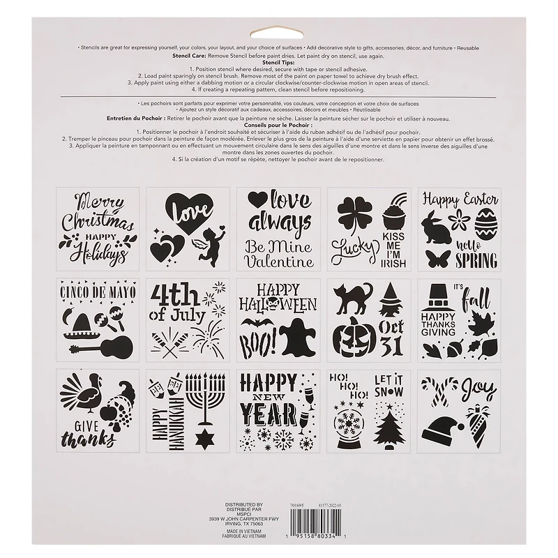 6 Pack: Holidays Stencils by Craft Smart®, 12" x 12"