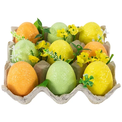 6.25" Glittered Easter Eggs with Carton Decoration