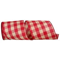 Reliant 4" x 10yd. Wired Red Tea Dye Gingham Ribbon