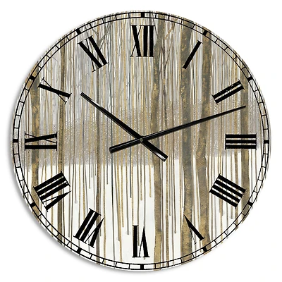 Designart 'Forest In Winter Gold Lodge Wall Clock