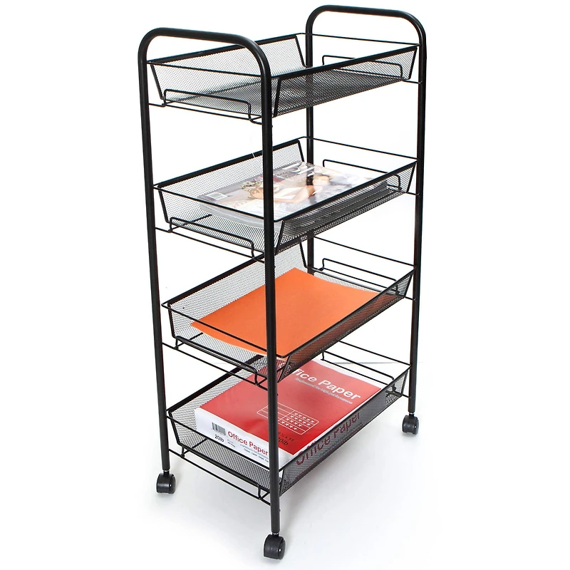 Mind Reader Black All-Purpose Heavy Duty Trolley Utility Cart with Wheels