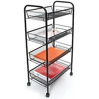 Mind Reader Black All-Purpose Heavy Duty Trolley Utility Cart with Wheels