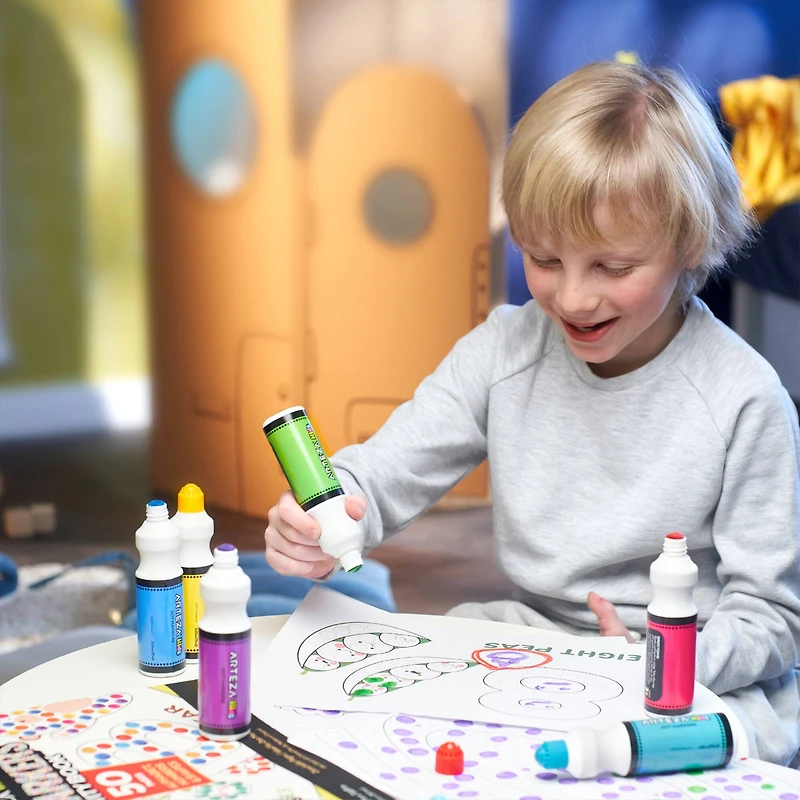 Arteza® Kids Dot Markers 75ml, Alphabet/Numbers/Shapes Book, 7 Pieces