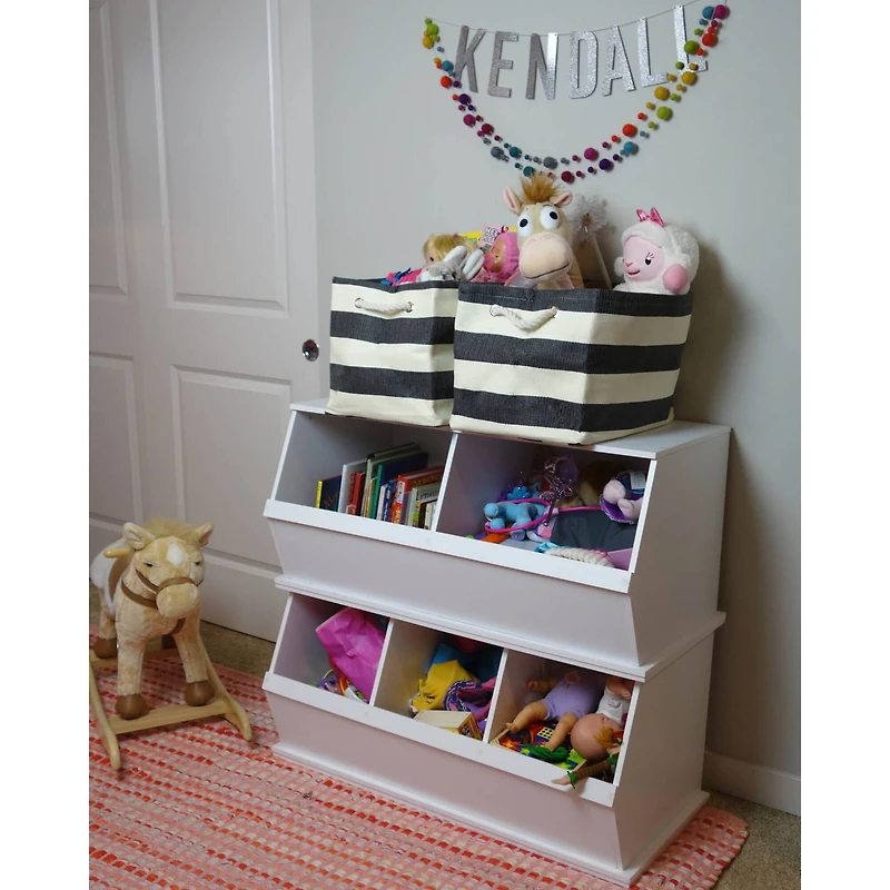 DII® Large Striped Rectangle Woven Paper Storage Basket