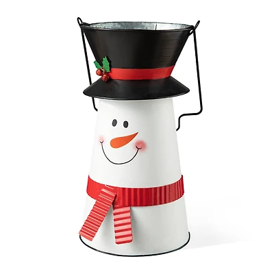 Glitzhome® 19.5" Metal Snowman Decorative Bucket