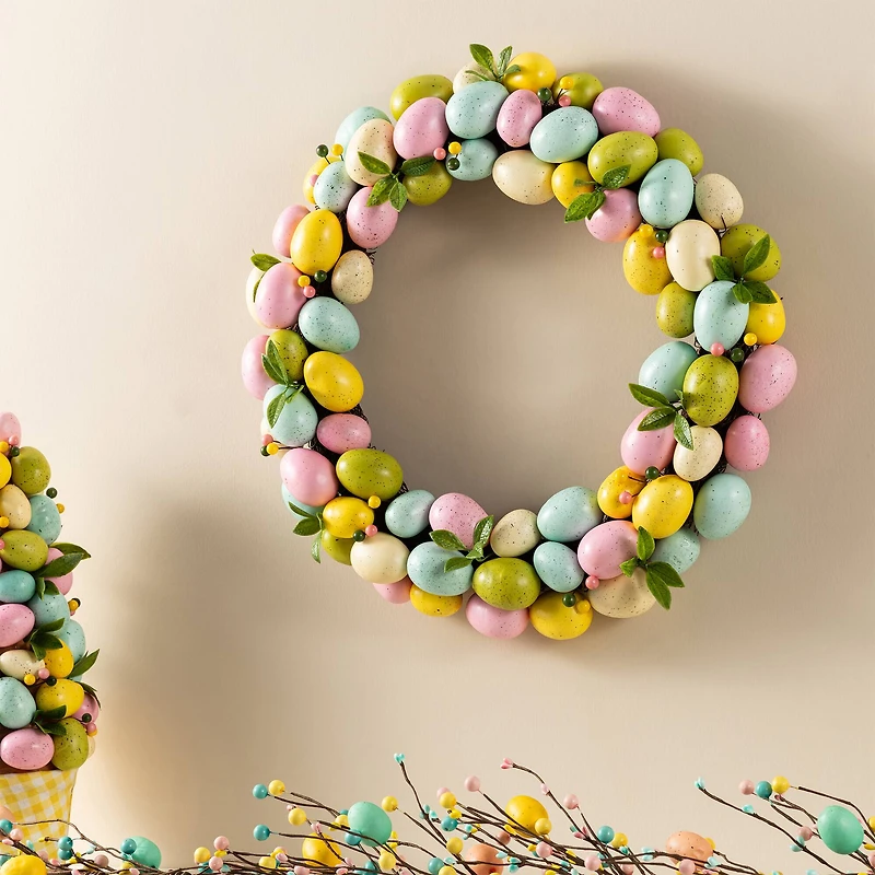Glitzhome® 18" Easter Eggs Wreath