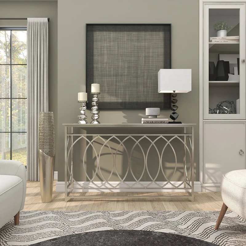 3ft. Silver Aluminum Grid Inspired Vase with Open Frame Design