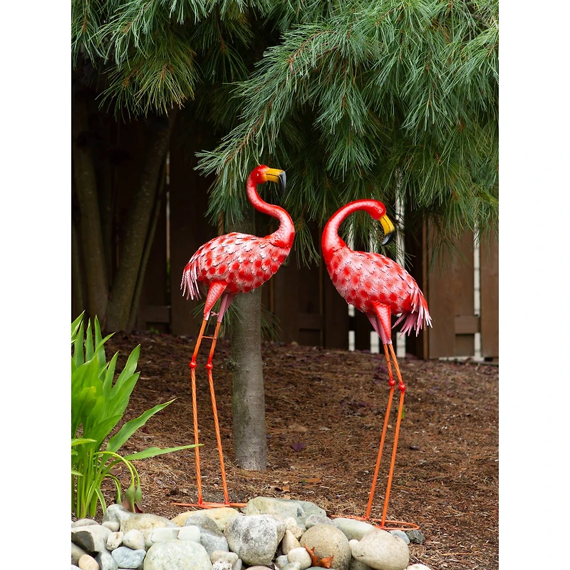 33" Bright Standing Flamingo Looking Back