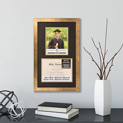 2 Opening 8.5" x 11" Gold Document Frame with Double Mat by Studio Décor®