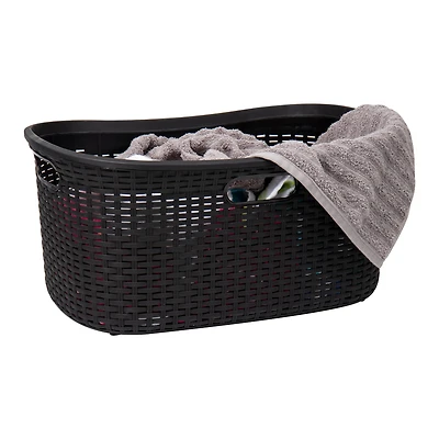 Mind Reader 23" Plastic Wicker Design Laundry Basket