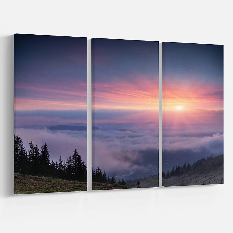 Designart - Sunrise in Purple Sky Over Mountains