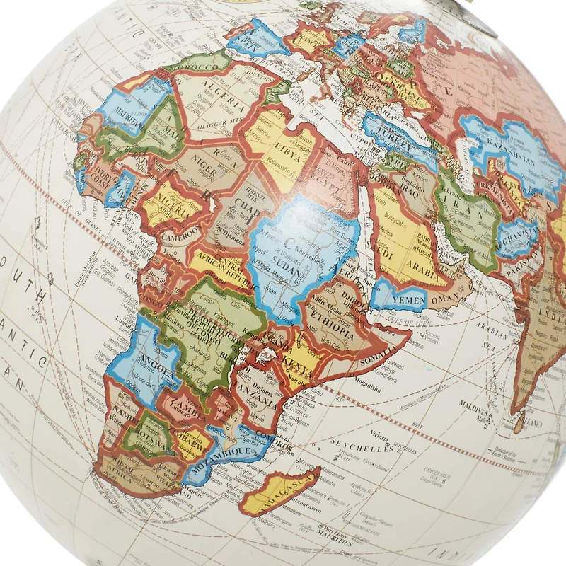 14" Mango Wood & Marble Contemporary Globe