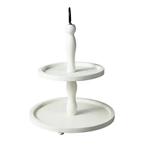 Glitzhome® 18" White Wood Double Tiered Tray