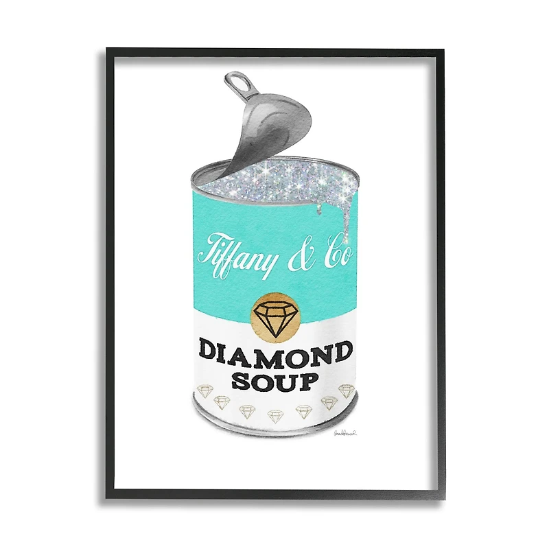 Stupell Industries Blue Pop Fashion Condensed Soup Glam Open Lid Framed Wall Art