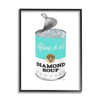 Stupell Industries Blue Pop Fashion Condensed Soup Glam Open Lid Framed Wall Art