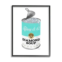 Stupell Industries Blue Pop Fashion Condensed Soup Glam Open Lid Framed Wall Art