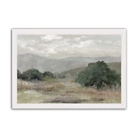 Textural Muted Landscape 20" x 30" White Framed Print Under Plexiglass