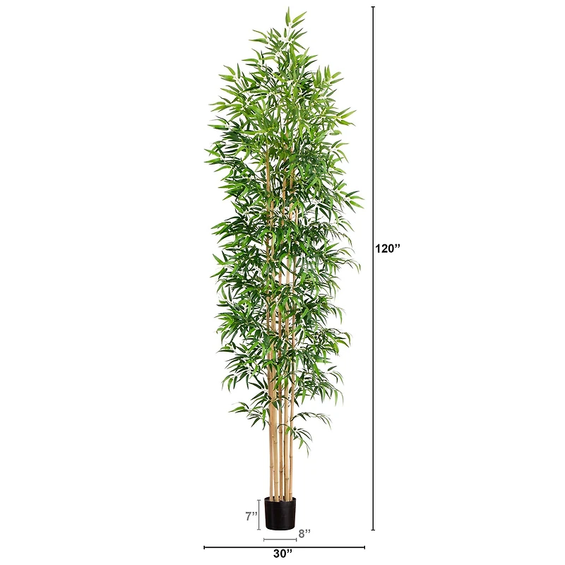 10ft. Green Artificial Bamboo Tree with Real Bamboo Trunks