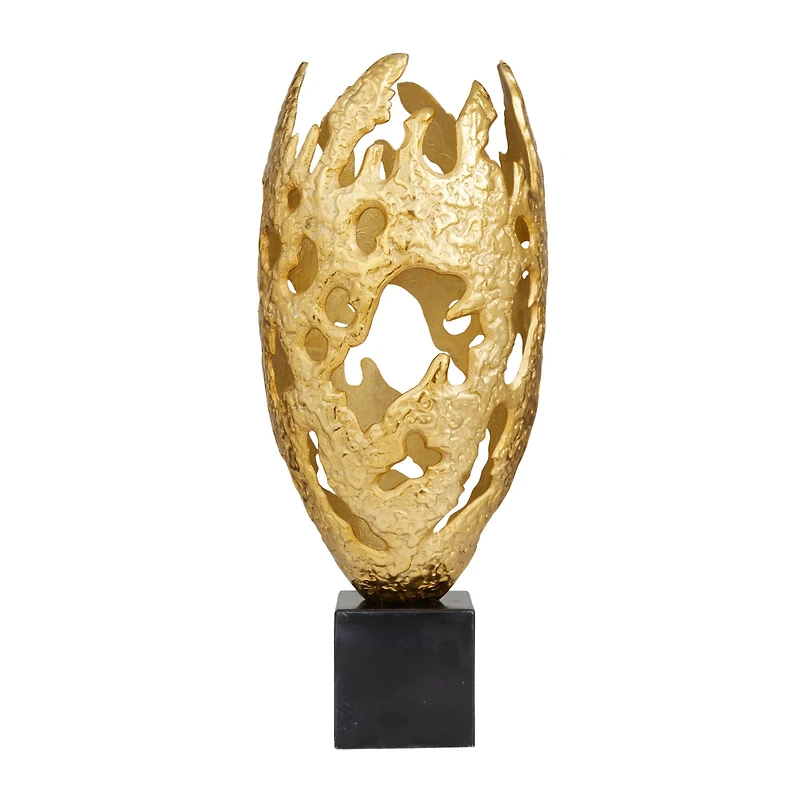 Gold Aluminum Contemporary Sculpture, 23" x 10" x 10"