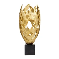 Gold Aluminum Contemporary Sculpture, 23" x 10" x 10"