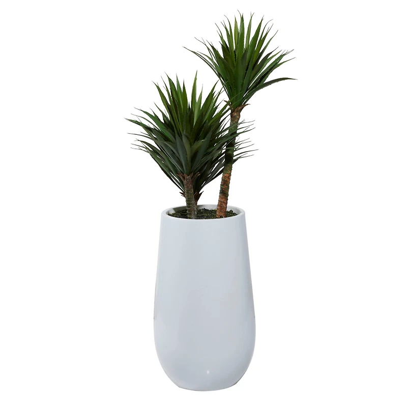 3.5ft. Potted White Fiberglass Contemporary Succulent Artificial Foliage