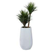 3.5ft. Potted White Fiberglass Contemporary Succulent Artificial Foliage