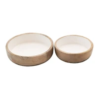 Hello Honey® Mango Wood Bowl with White Enameled Interior Set