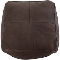 21" Leather Pouf with Linear Panels