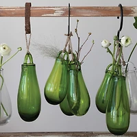 Hello Honey® 10" Green Hand Blown Glass Hanging Vase